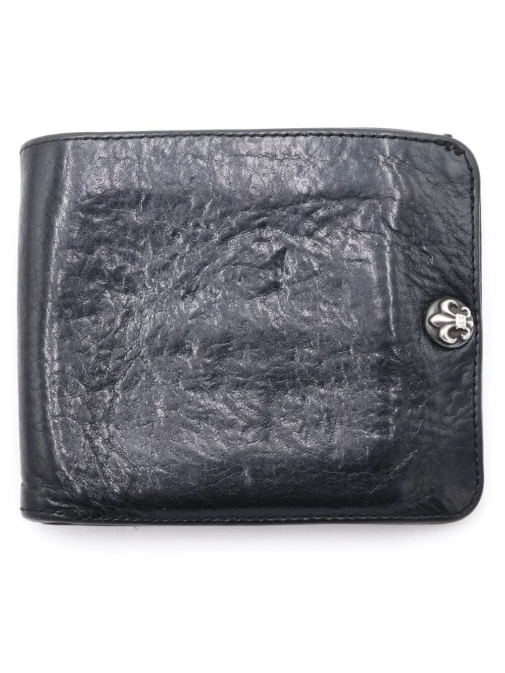 Chrome Hearts BS Flare Ball Button Leather Wallet Black